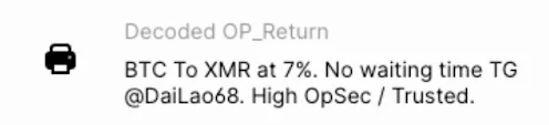 OP_RETURN 欄位垃圾訊息截圖
